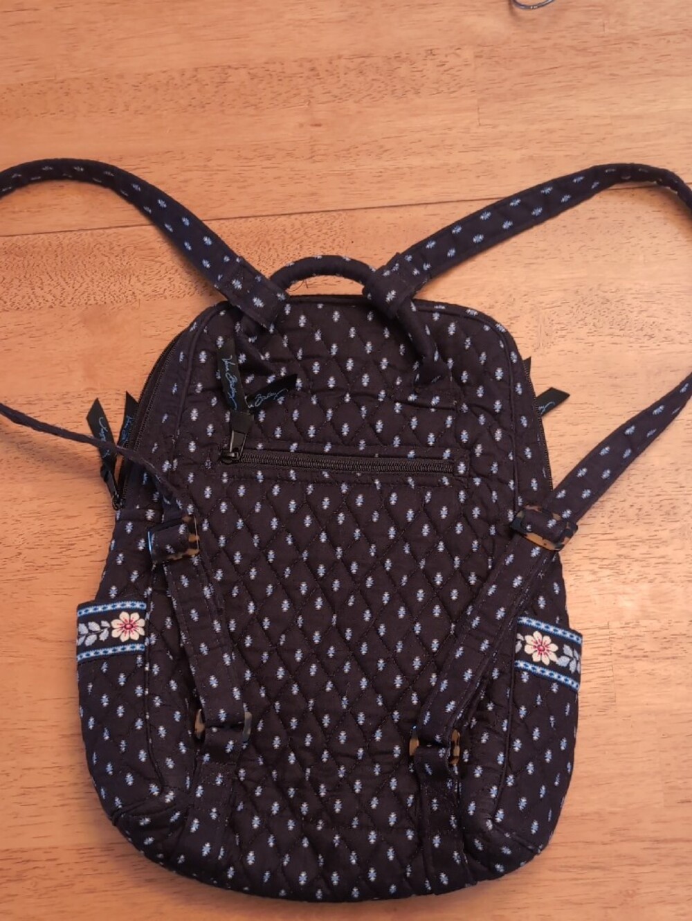VTG Vera Bradley Quilted Cotton Mini Backpack Windsor Navy Made in USA - Picture 2 of 9